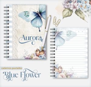 Caderno Feminino Blue Flower