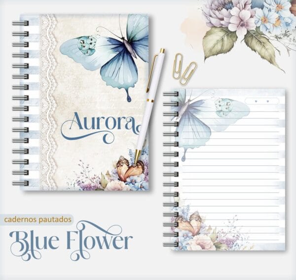 Caderno Feminino Blue Flower