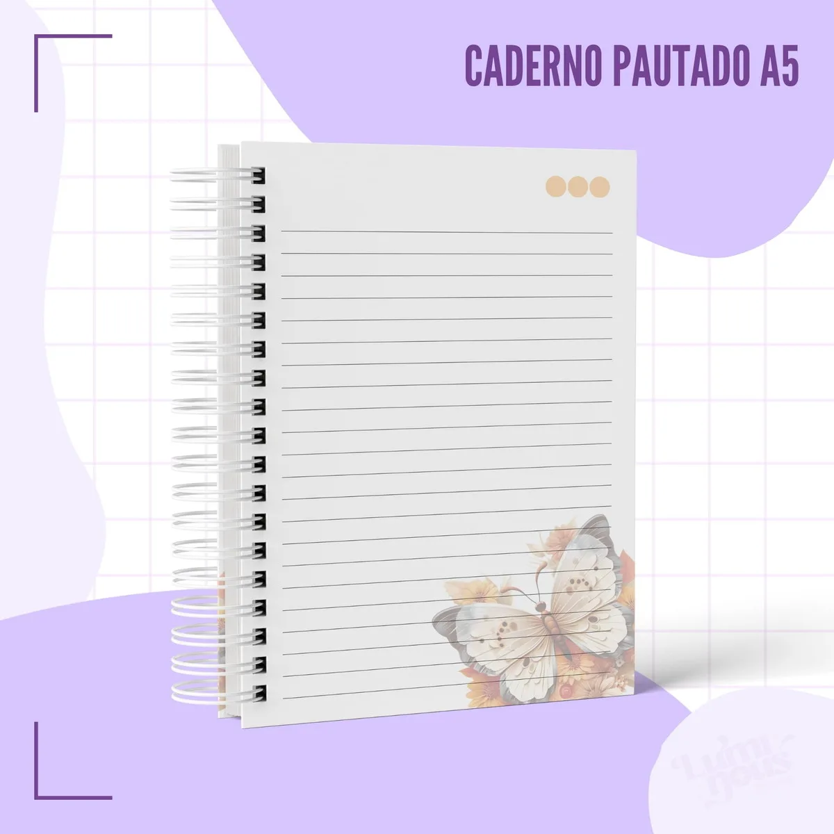 Caderno Pautado Borboleta Branca 2 Caderno Pautado Borboleta Branca
