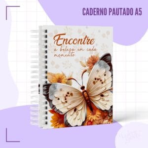 Caderno Pautado Borboleta Branca