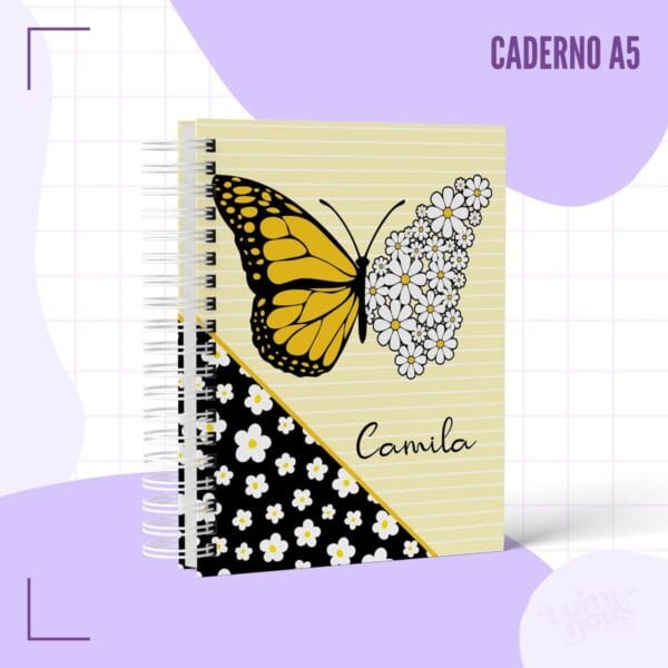 Caderno Pautado Borboleta Margarida
