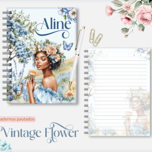 Caderno Pautado Vintage Flower 04 - Arquivos Encadernação