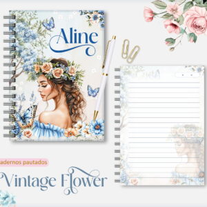 Caderno Pautado Vintage Flower 05 - Arquivos Encadernação