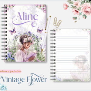 Caderno Pautado Vintage Flower 06 - Arquivos Encadernação