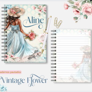 Caderno Pautado Vintage Flower - Arquivos Encadernação