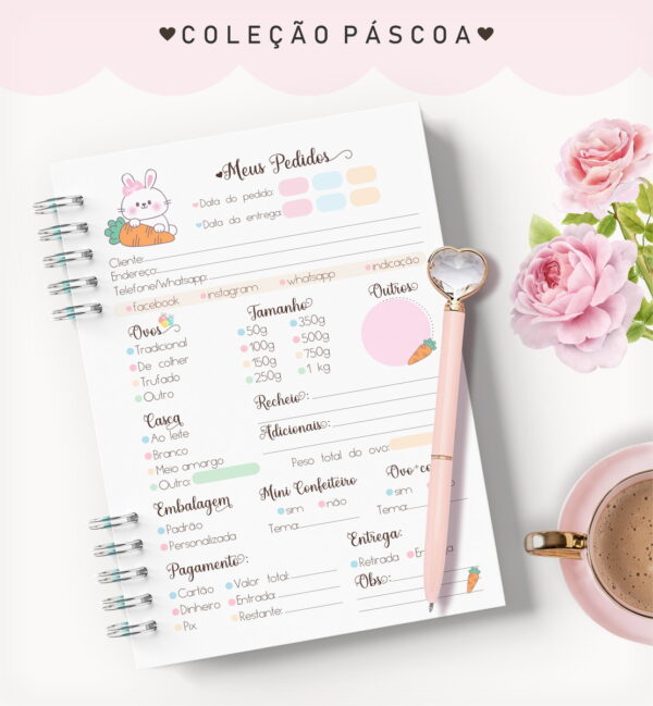 Caderno Pedidos Páscoa Coelhinha