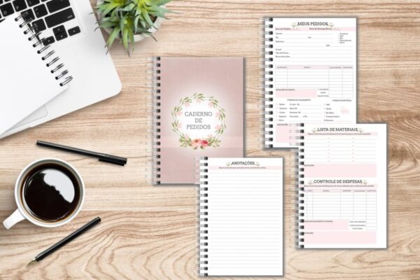 Caderno Pedidos Rosa