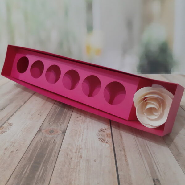 Caixa para 6 doces e 1 Rosa - MOLDE LIMPO