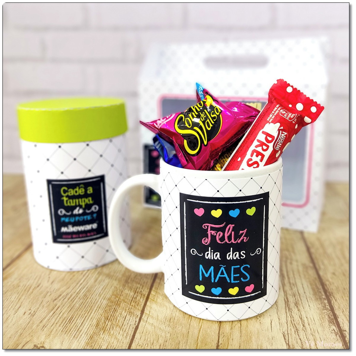 Caixas Mãeware Dia das Mães - Arquivo Digital 2 Caneca decorativa com doces para o Dia das Mães