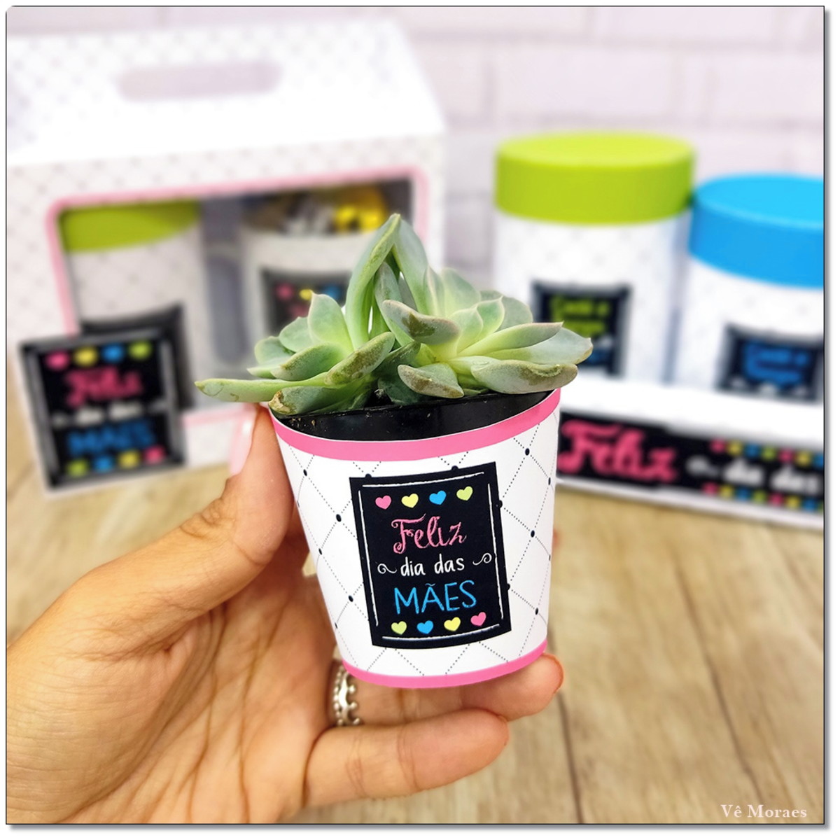 Caixas Mãeware Dia das Mães - Arquivo Digital 5 Vaso de suculenta com homenagem para o Dia das Mães