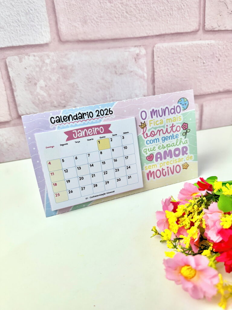 Calendário 2026 Fofo - Digital pdf e Png Pronto Imprimir