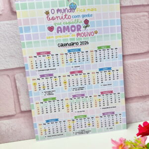 Calendário 2026 Fofo - Digital pdf e Png Pronto Imprimir