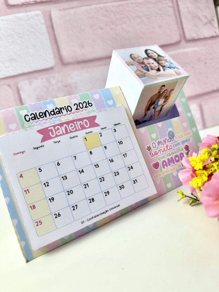 Calendário 2026 Fofo - Digital pdf e Png Pronto Imprimir
