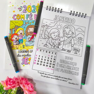Calendário de Colorir 2026- Arquivos Imprimir