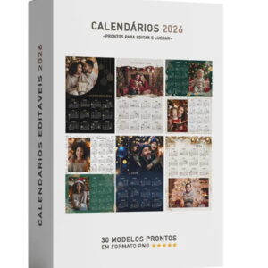 Calendários Editáveis 2026 Fotos - Arquivo Digital