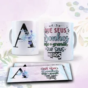 Canecas Alfabeto Floral Roxo