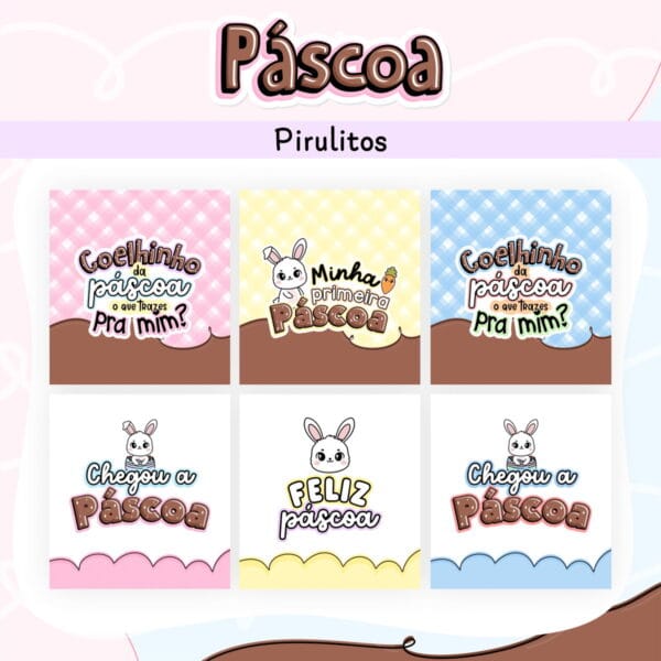 Capas para Pirulitos Páscoa Coloridos