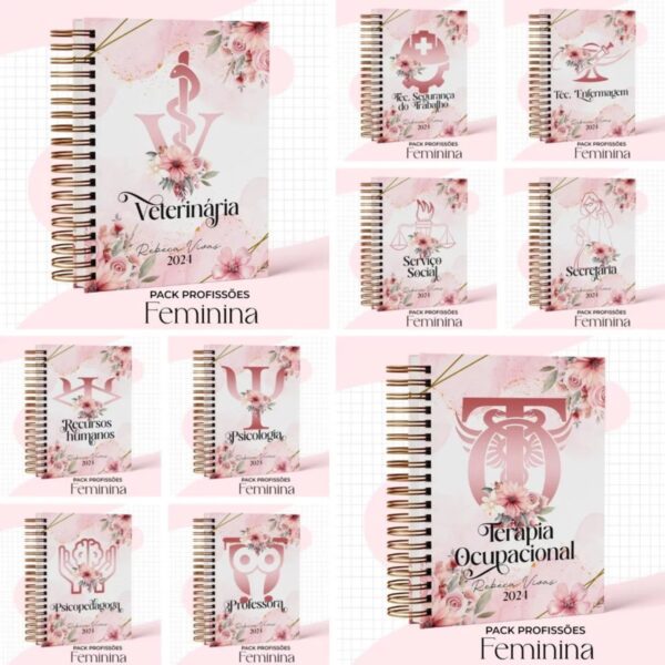 Capas Profissões Feminina Rosa