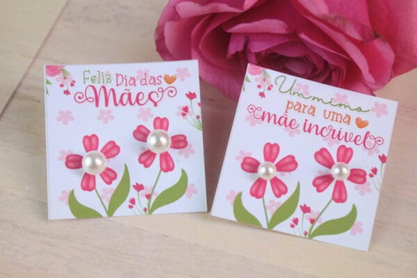 Card Brincos Flor Dia Das Maes