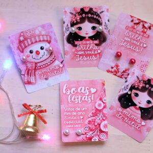 Card Brincos Natal Rosa - Arquivo Digital