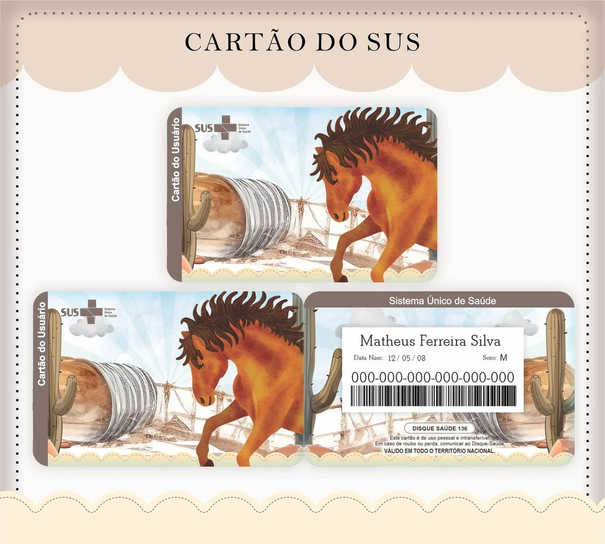 Cartão Sus Cavalinho 1 Cartão Sus Cavalinho
