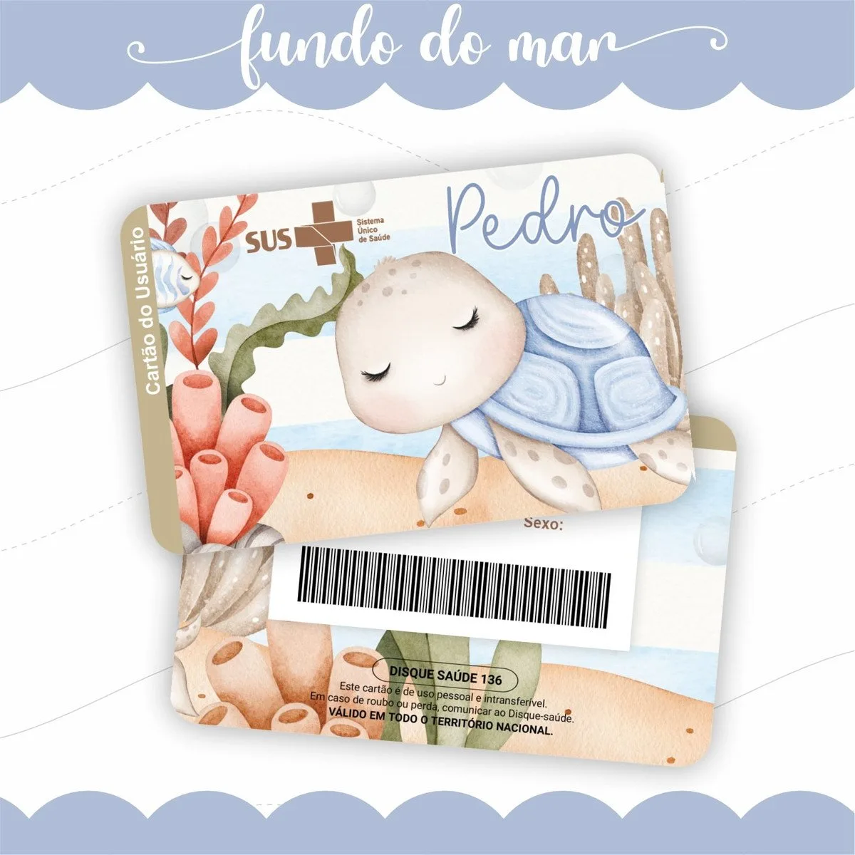 Cartão Sus Fundo do Mar Aquarela 1 Cartão Sus Fundo do Mar Aquarela