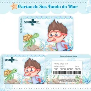 Cartão Sus Fundo do Mar Menino 3 Cartão Sus Fundo do Mar Menino