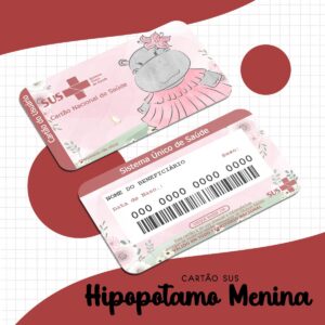 Cartão Sus Hipopótamo Menina