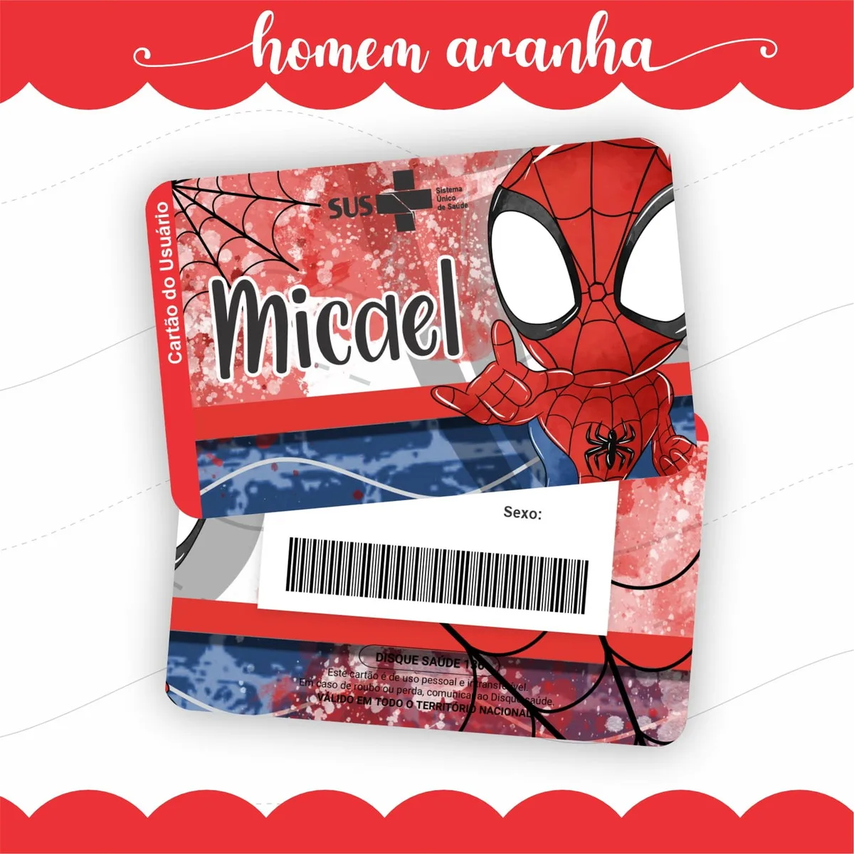 Cartão Sus Homem Aranha 1 Cartão Sus Homem Aranha