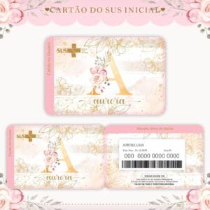 Cartão Sus Inicial Dourada Menina