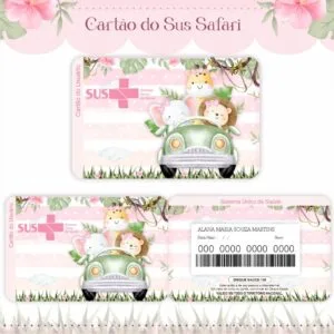 Cartão Sus Safari Menina Rosa 28 Cartão Sus Safari Menina Rosa
