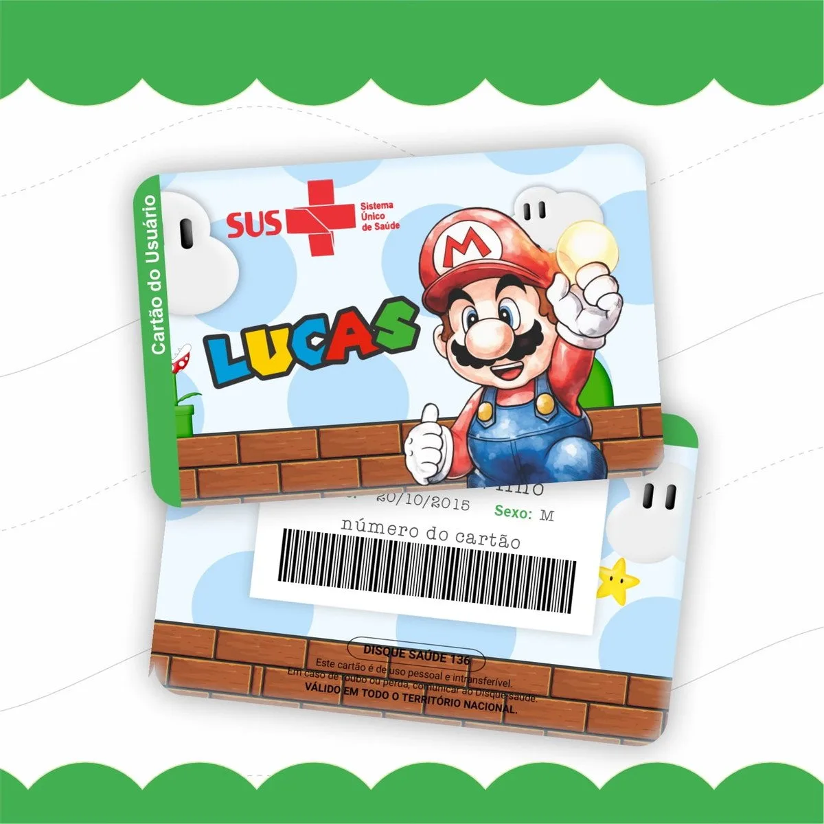 Cartão Sus Super Mario 1 Cartão Sus Super Mario