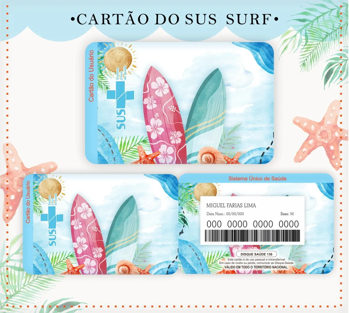 Cartão Sus Surf 1 Cartão Sus Surf