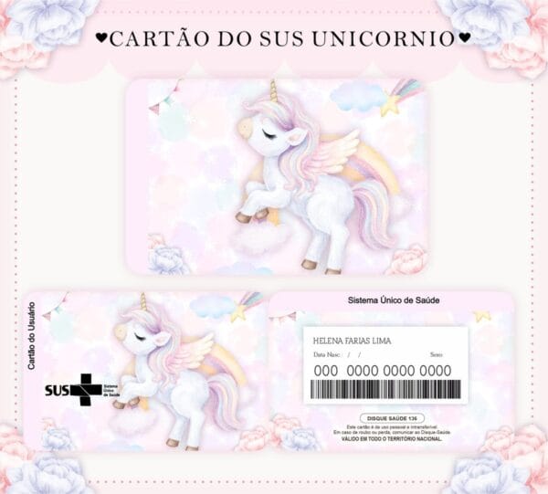 Cartão Sus Unicórnio Aquarelado