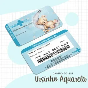 Cartão Sus Ursinho Aquarela Menino