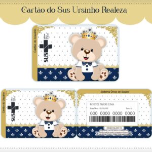 Cartão Sus Ursinho Realeza Menino