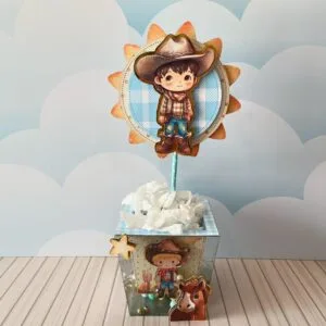 Centro de Mesa Cowboy Menino 24 Centro de Mesa Cowboy Menino
