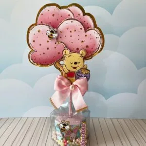 Centro de Mesa Ursinho Pooh Rosa 21 Centro de Mesa Ursinho Pooh Rosa