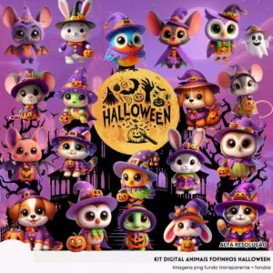 Cliparts Animais Fofinhos Halloween Imagens Png 3D Cute Baby