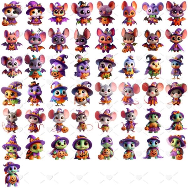 Cliparts Animais Fofinhos Halloween Imagens Png 3D Cute Baby