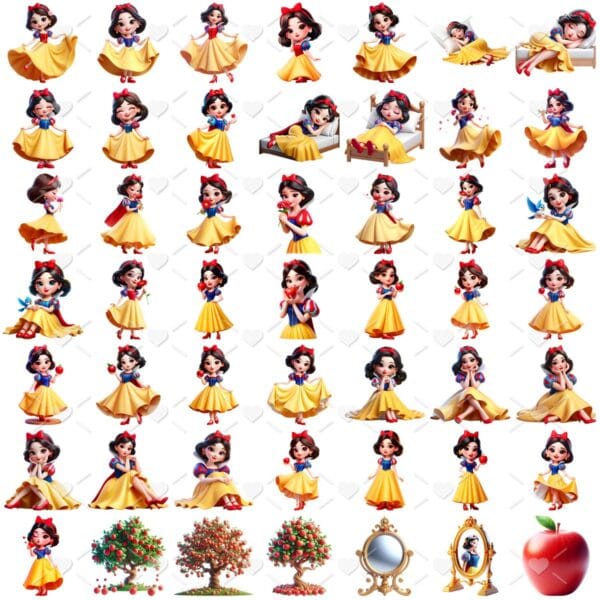 Cliparts Branca de Neve e Os Sete Anões Imagens Png 3D Cute