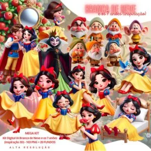Cliparts Branca de Neve e Os Sete Anões Imagens Png 3D Cute