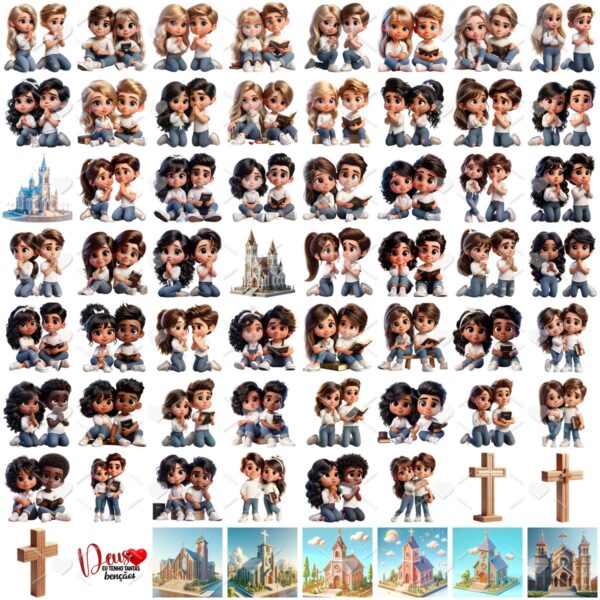 Cliparts Casal Cristão Imagens Png 3D Cute Namorados
