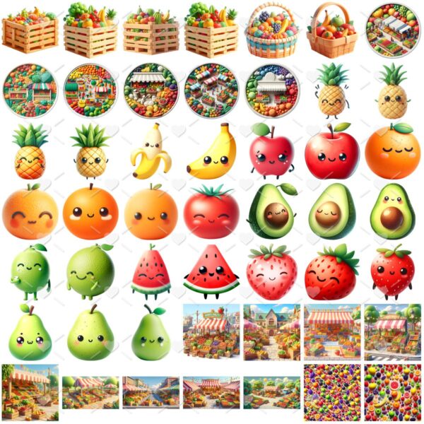 Cliparts Hortifruti Imagens Png Frutas Fofas Morango Abacate