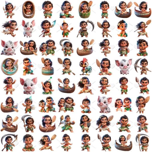 Cliparts Moana Baby Imagens Png Transparente 3D Cute Bebê