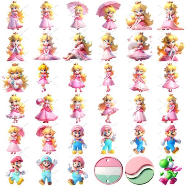 Cliparts Princesa Peach e Mário Png Imagens Baby 3D Cute