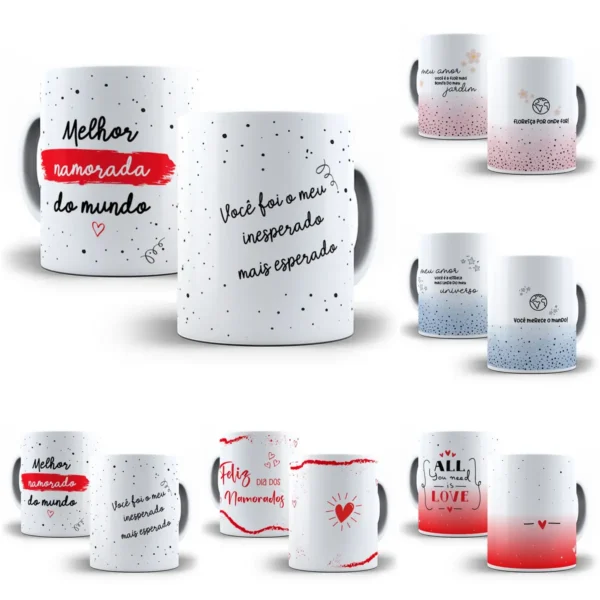 Coleção Exclusiva de Artes para Caneca - Dia dos Namorados