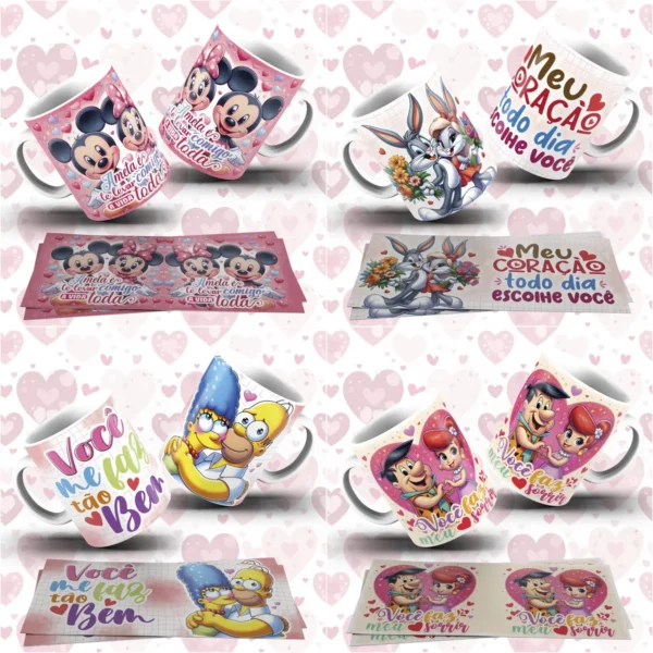Coleção Exclusiva de Artes para Caneca Dia dos Namorados
