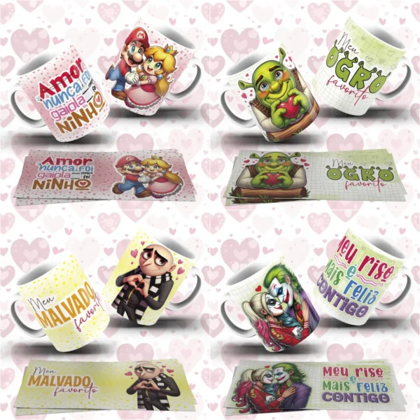 Coleção Exclusiva de Artes para Caneca Dia dos Namorados