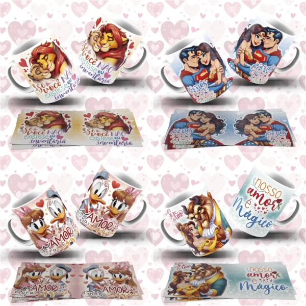 Coleção Exclusiva de Artes para Caneca Dia dos Namorados